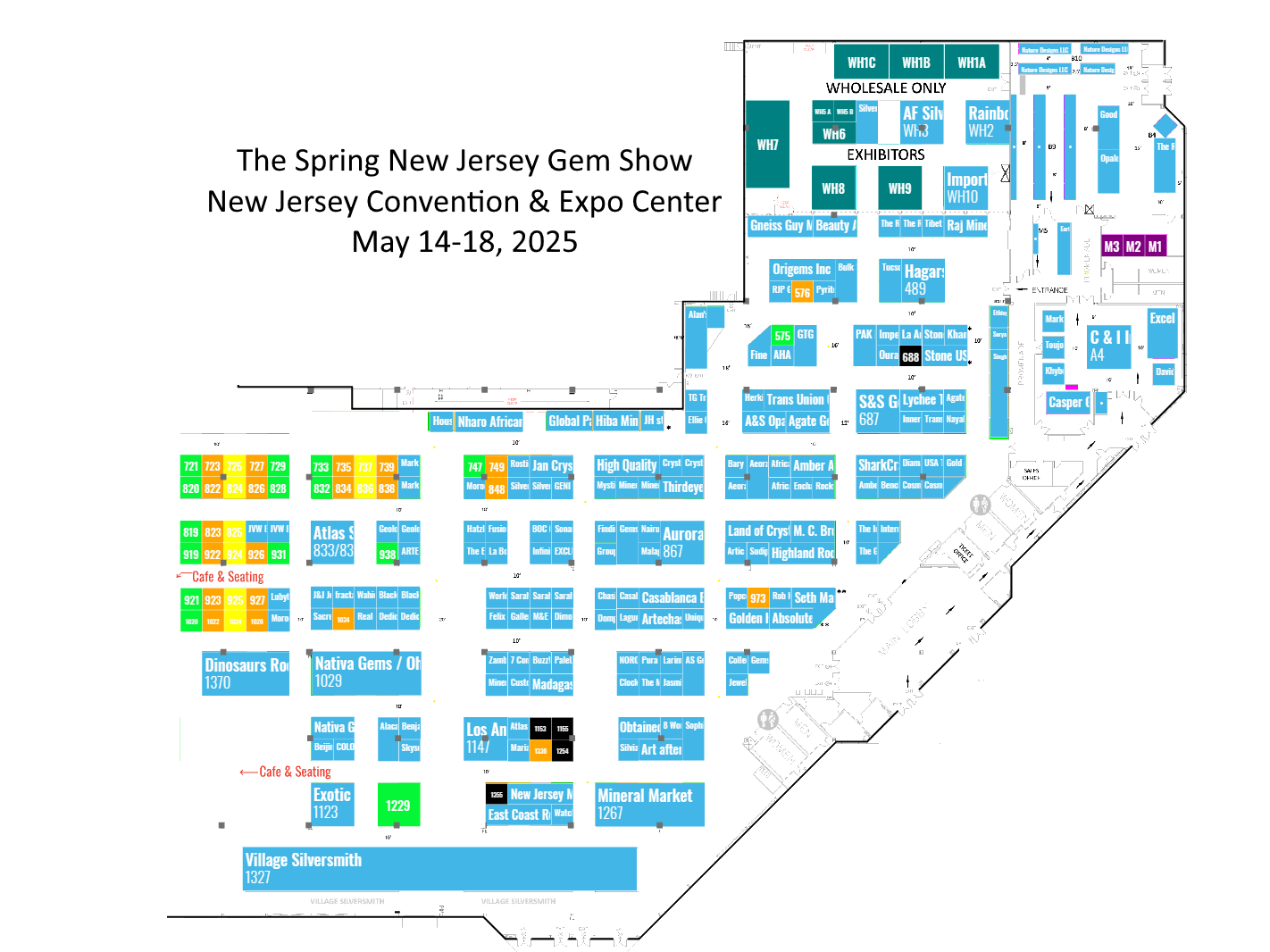 Floor plan of the Spring NJ Gem show